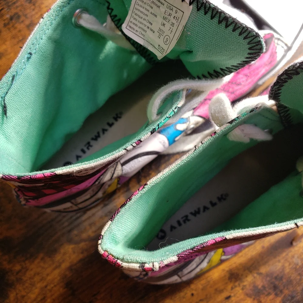 Airwalk multi color Converse vans skater hi tops 90s y2k neon canvas sho… - Picture 4 of 10